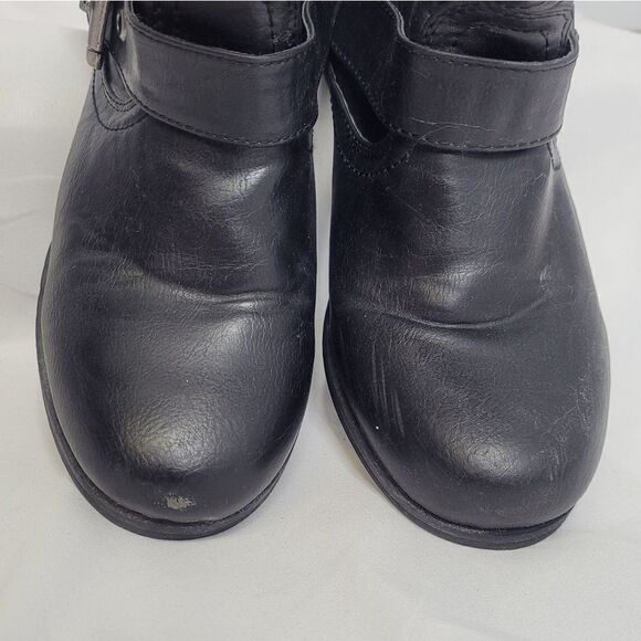 ALDO moto boot Kauer black flat faux leather zip biker 7 - Picture 6 of 10